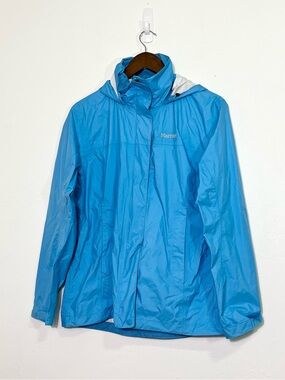 Marmot PreCip Eco Waterproof Rain Jacket Blue Hooded  Soft Shell Size M